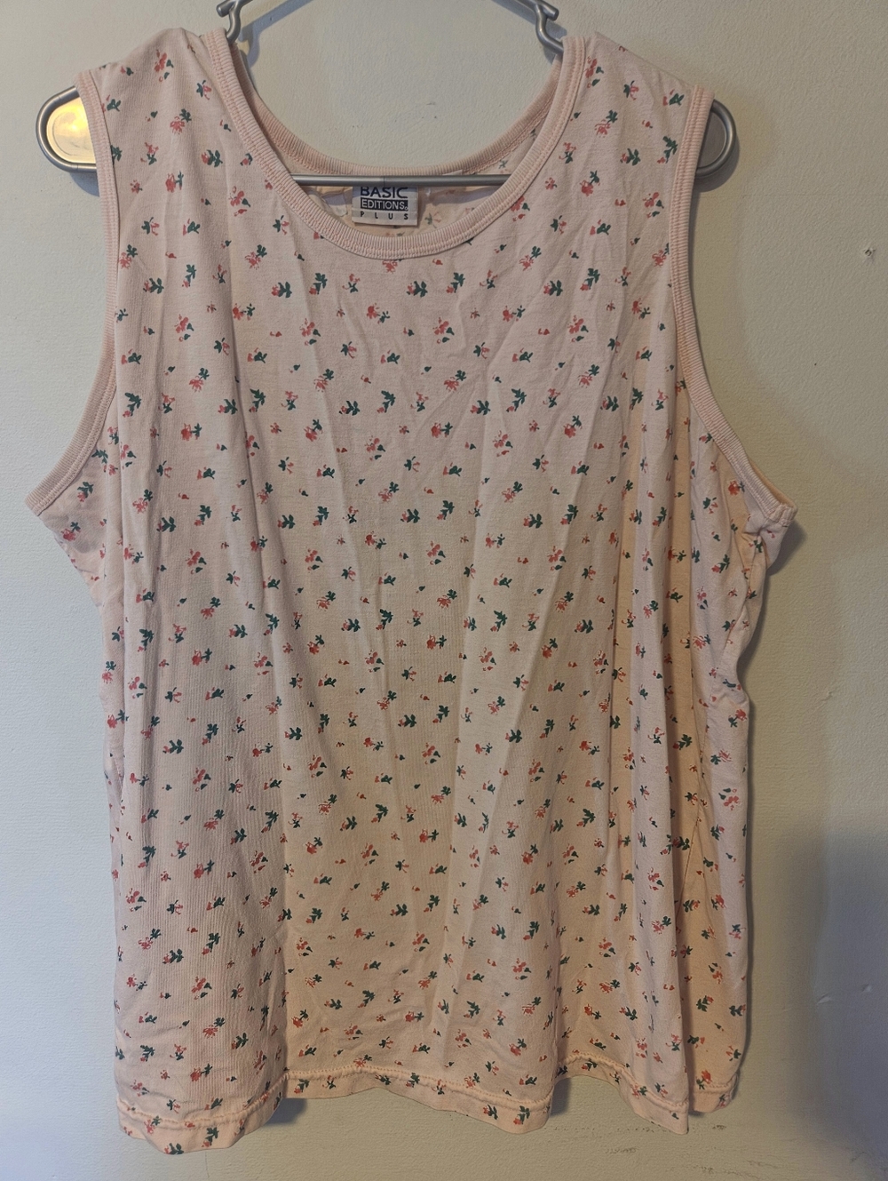 Basic Editions Light Pink Tank with Small Floral Print
